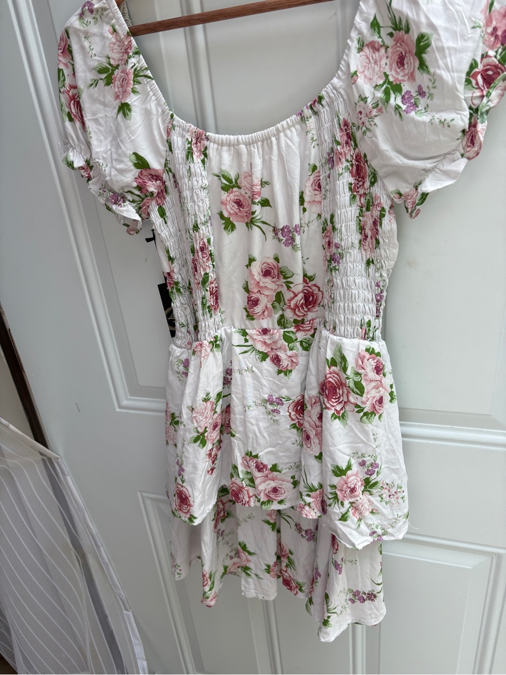 Liberty Love White Dress with Pink Rose Print nwt